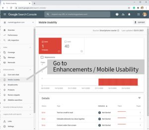 Google Search Console Mobile Usability